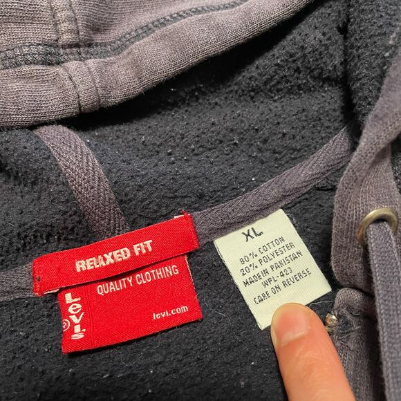 Vintage Levi's Levi Strauss Spellout Embroidered Hoodie Sweatshirt XL 90s Y2K - Picture 7 of 14